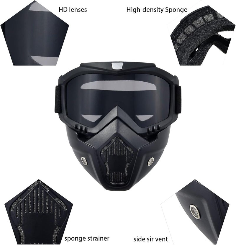 PLOOTA Motorcycle Face Mask Full Face,Dirt Bike Goggles Motocross, ATV, Offroad, Riding Racing Goggles for Men Women - Image 4